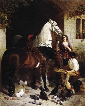 ジョン・フレデリック・ヘリング・シニア Painting - アラブ 2 ニシン シニア ジョン フレデリックの馬に餌をやる